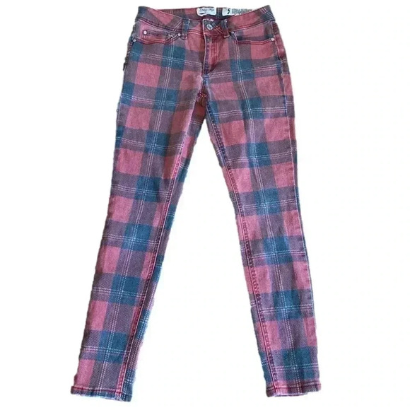 INDIGO Rein Skinny Washout Plaid Jeans Size 5 Adorable 🥰 - Picture 1 of 9